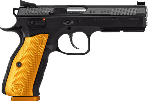 CZ Shadow 2 9mm, 4.89" Barrel, Black, Orange Aluminum Grip, Optic Ready, 19rd