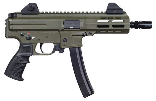 Global Defense SA-9 9mm, 6" Threaded Barrel, Barrel, Olive Drab Green, Picatinny Rail, 30rd