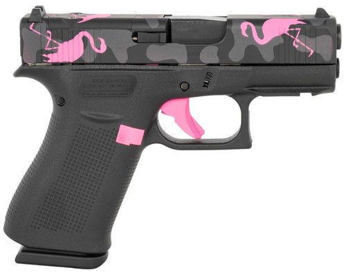Glock G43X MOS 9mm, 3.41" Barrel, Miami Mingo, Pink Trigger, MOS Cut, 10rd