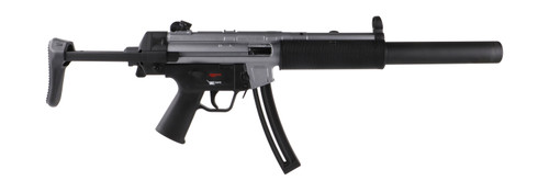 HK Lipsey's Exclusive MP5 22 LR, 16.1" Barrel, Grey Rec, Faux Suppressor, Black Furniture, 10rd