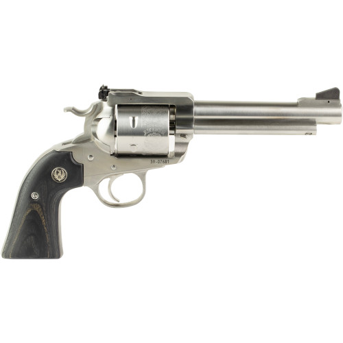 Ruger Blackhawk Bisley 357 Magnum/9mm, 5.5" Barrel, Stainless Steel, Black Laminate Wood Grip, 6rd