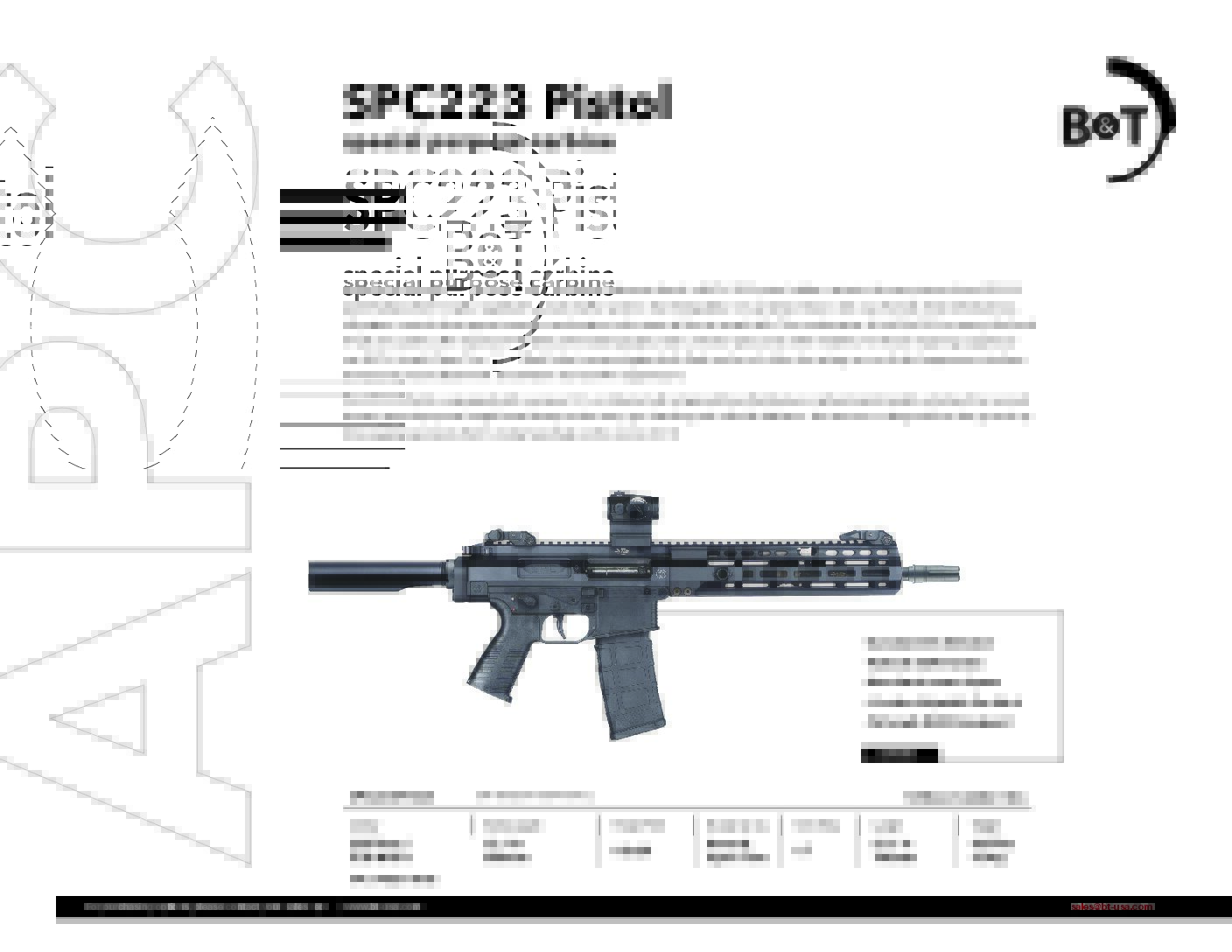 B&T SPC223 Pistol 12.1” Barrel Cal. .223 Rem./5.563x45mm BT-500290-US