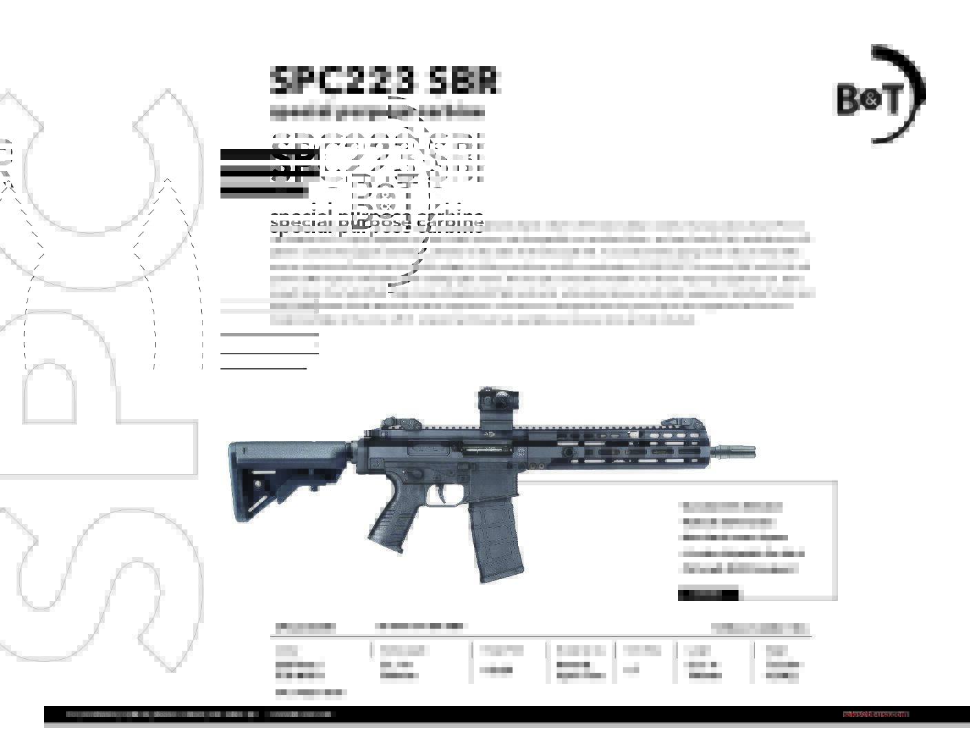 B&T SBR SPC223 SBR 12.1” barrel – Cal. .223 Rem./5.56x45mm BT-500290-SBR-US